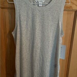 Athleta Light Gray Striped Muscle Tee